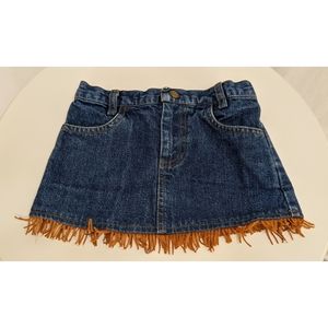LIL' CATTLELAC Fringe Girls Denim Skirt